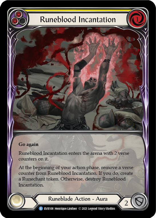 【Rainbow Foil】[F-EVR108-R]Runeblood Incantation (Yellow) (Extended Art)