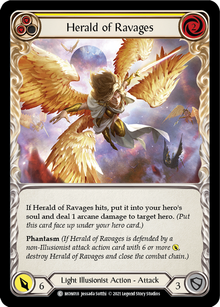 【Rainbow Foil】[F-MON018-C]Herald of Ravages (Yellow)