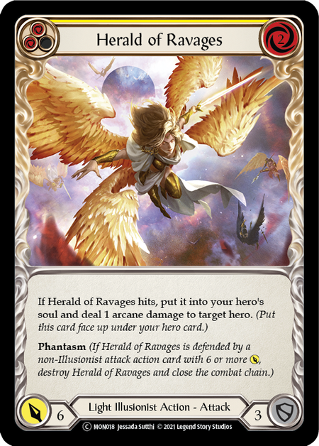 【Rainbow Foil】[U-MON018-C]Herald of Ravages (Yellow)