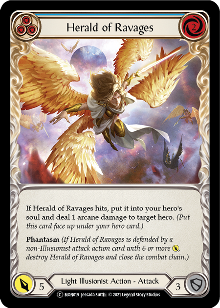 【Rainbow Foil】[U-MON019-C]Herald of Ravages (Blue)