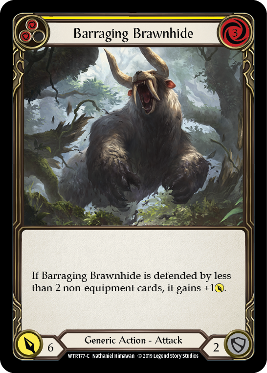 【Rainbow Foil】[A-WTR177-C]Barraging Brawnhide (Yellow)