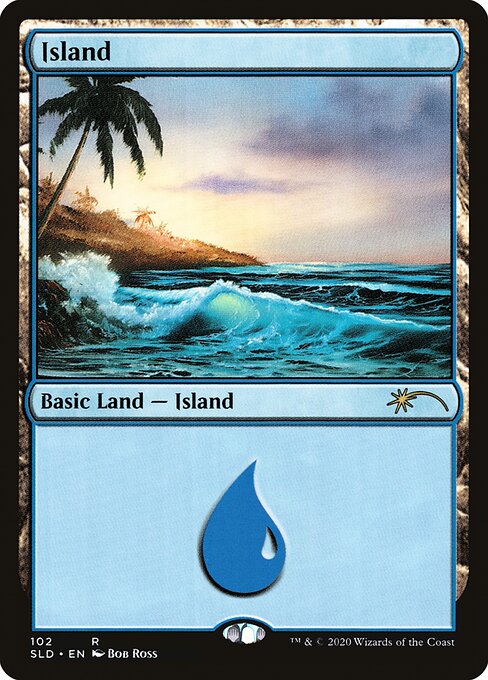 【Foil】(SLD-RL)Island/島【No.102, Illus. Bob Ross】