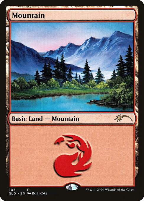 【Foil】(SLD-RL)Mountain/山【No.107, Illus. Bob Ross】