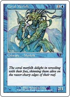 【Foil】(7ED-CU)Coral Merfolk/珊瑚マーフォーク