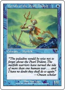 【Foil】(7ED-CU)Merfolk of the Pearl Trident/真珠三叉矛の人魚