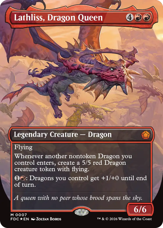 【Foil】【ボーダーレス版】(FDC-MR)Lathliss, Dragon Queen/ドラゴンの女王、ラスリス【No.0007】