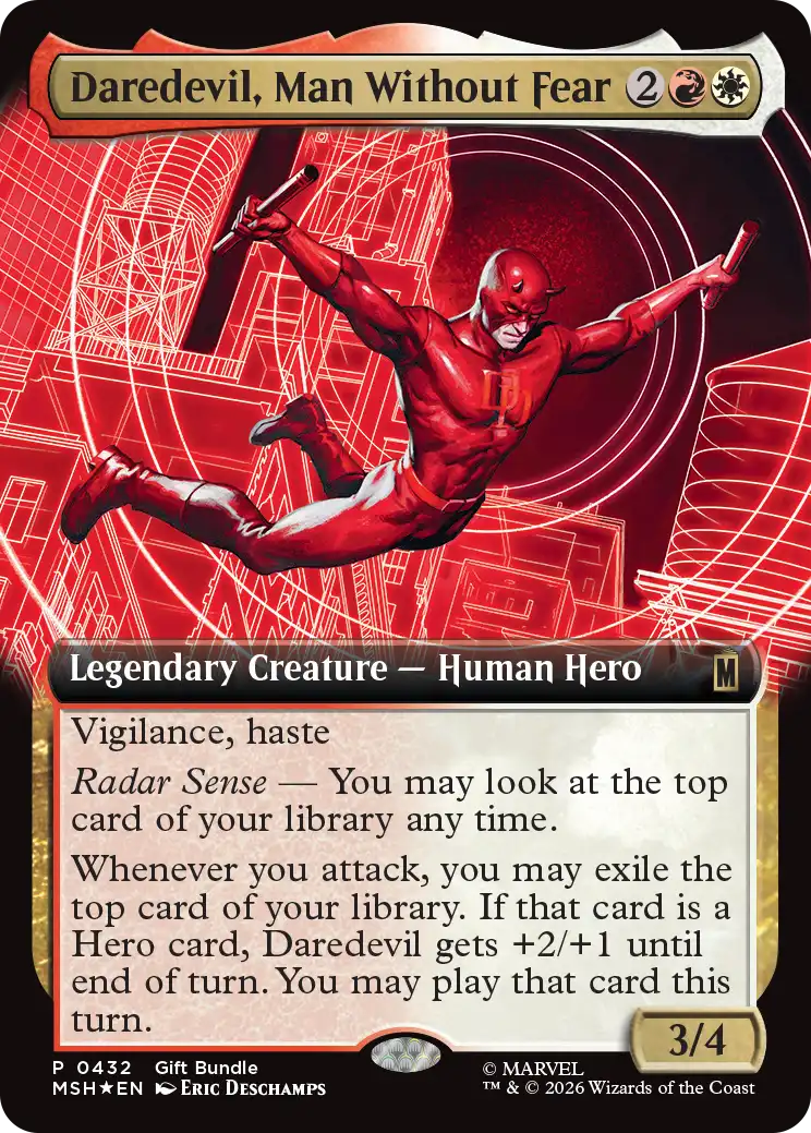 【Foil】【拡張アート】(MSH-Promo-Gift_Bundle)Daredevil, Man Without Fear/恐れ知らずの男、デアデビル【No.0432】