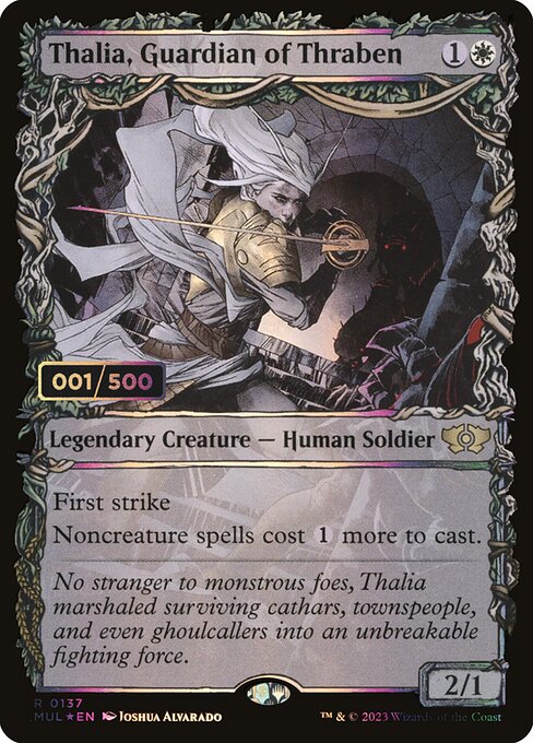 【ダブルレインボウ・Foil】【Serial Number】(MUL-RW)Thalia, Guardian of Thraben/スレイベンの守護者、サリア