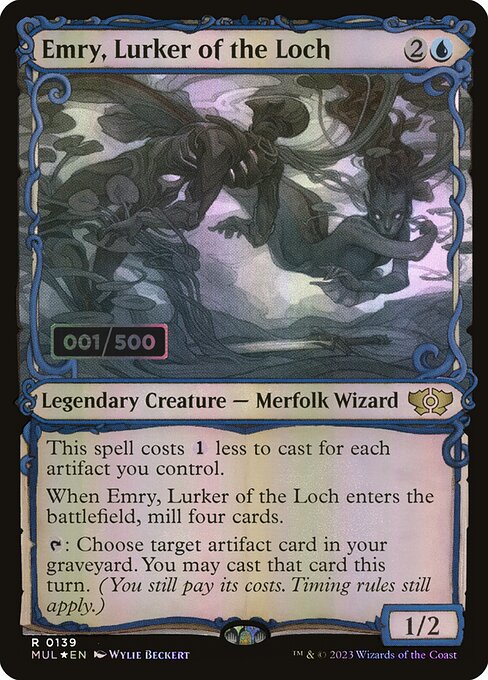 【ダブルレインボウ・Foil】【Serial Number】(MUL-RU)Emry, Lurker of the Loch/湖に潜む者、エムリー