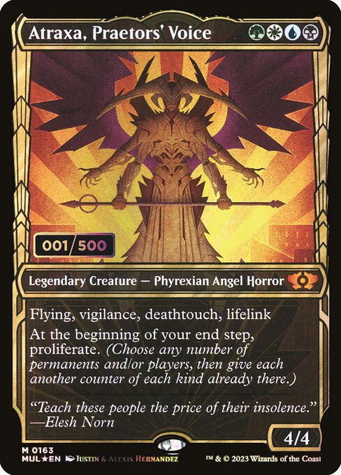 【ダブルレインボウ・Foil】【Serial Number】(MUL-MM)Atraxa, Praetors' Voice/法務官の声、アトラクサ