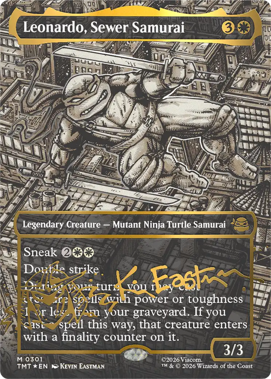 【Foil】【Kevin Eastmanシグネチャー】(TMT-MW)Leonardo, Sewer Samurai/下水道侍、レオナルド【No.0301】