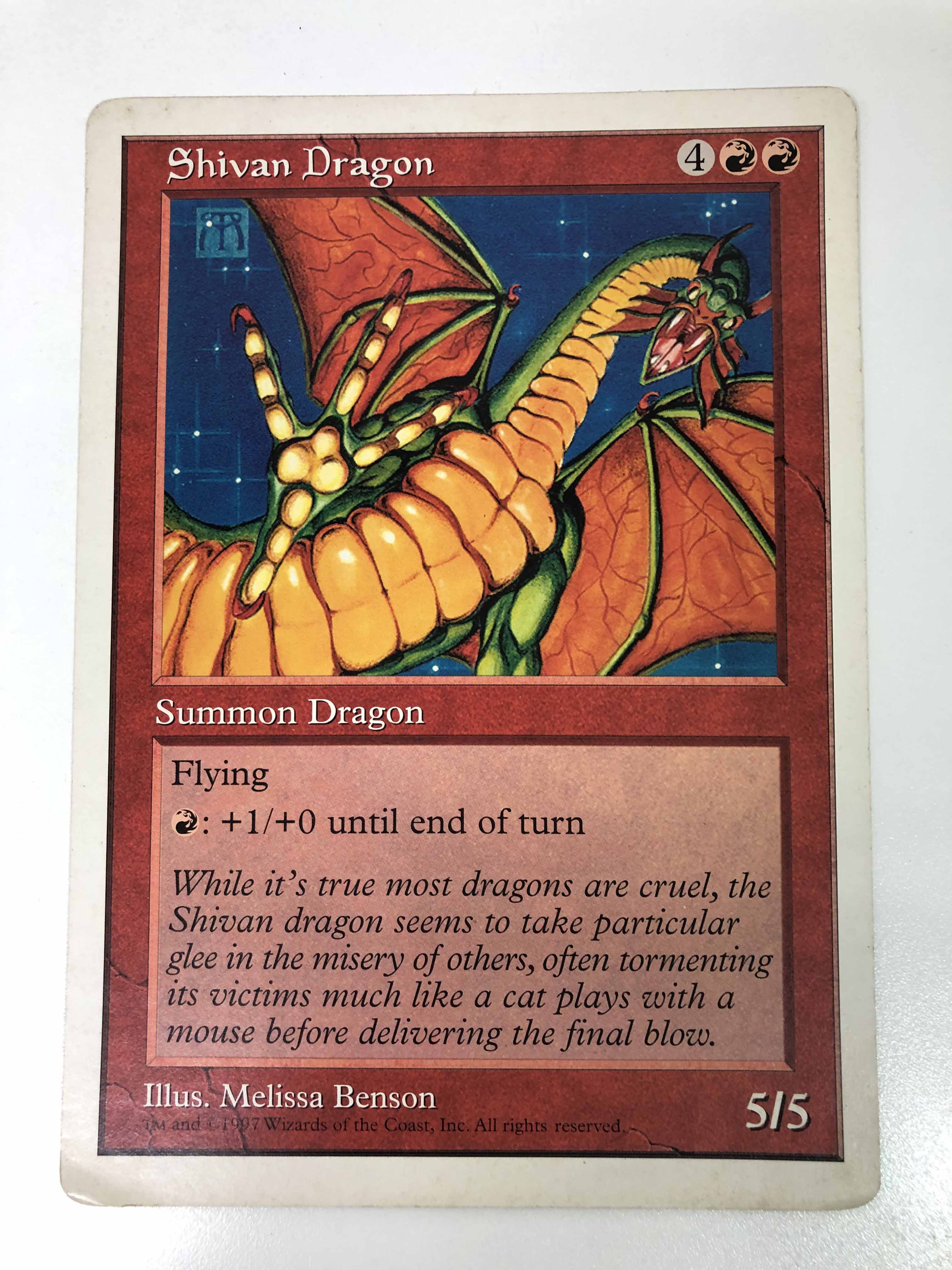 大判カード(5ED-RR)Shivan Dragon/シヴ山のドラゴン (カド折れと若干の使用感あり)